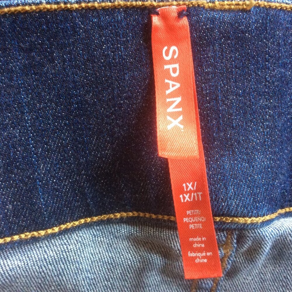 Spanx Flare Midnight Blue Wide Leg High Rise 70s Inspired Denim Jeans Size 1X - Picture 3 of 4